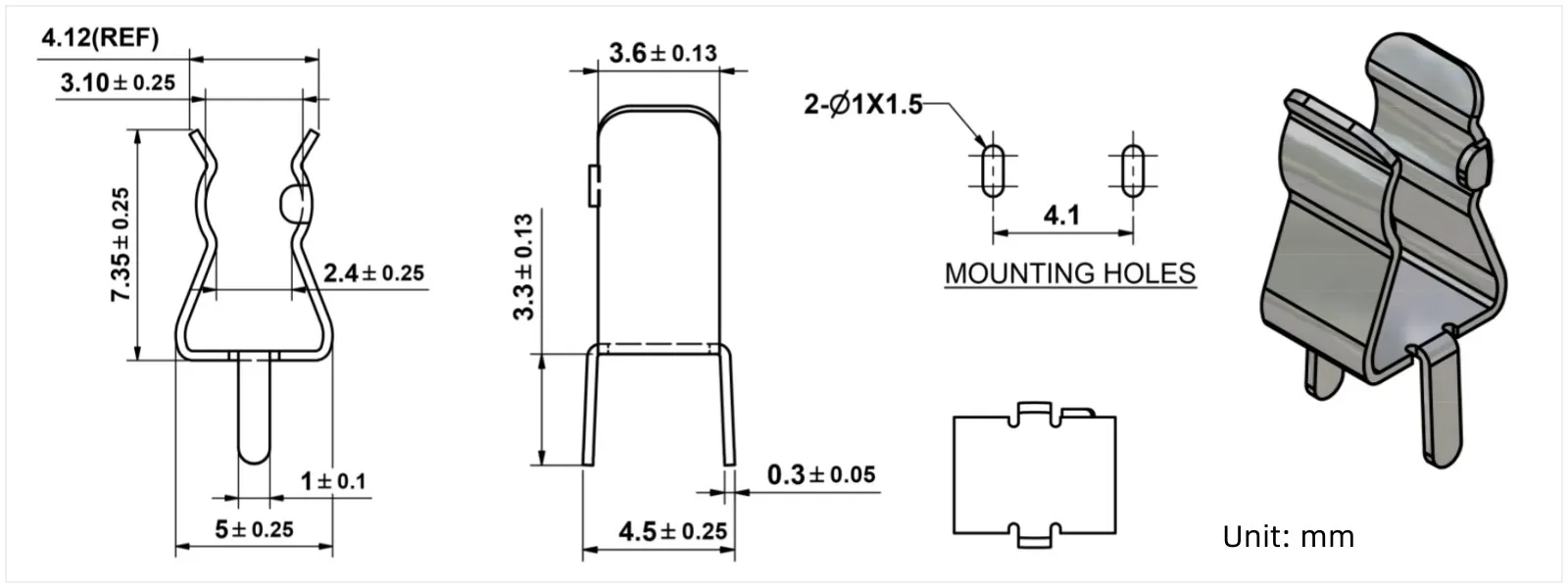 Tin Plating Cartridge Fuse Clip dimension Tin Plating Cartridge Fuse Clip dimension